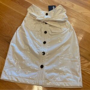 White Shiny Pleather Mini Skirt